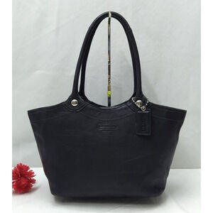 Coach Bleecker Black Leather Double Hanldes Tote Bag